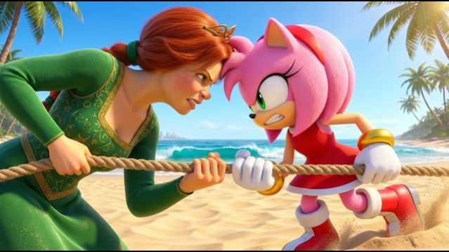 ШРЕК ПРОТИВ СОНИКА: ПЕРЕТЯГИВАНИЕ КАНАТА НА ПЛЯЖЕ!