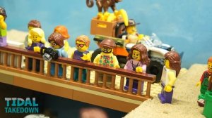05. Lego Zoo Hit by Tsunami - Dam Breach Experiment - Wave Machine vs Animals & Tourists
