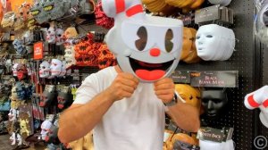 Nastya tries on Halloween costumes in the store with her dad