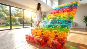 По какой безумной лестнице вы бы пошли? Невероятно приятное ASMR-видео (желе, стекло и слайм)