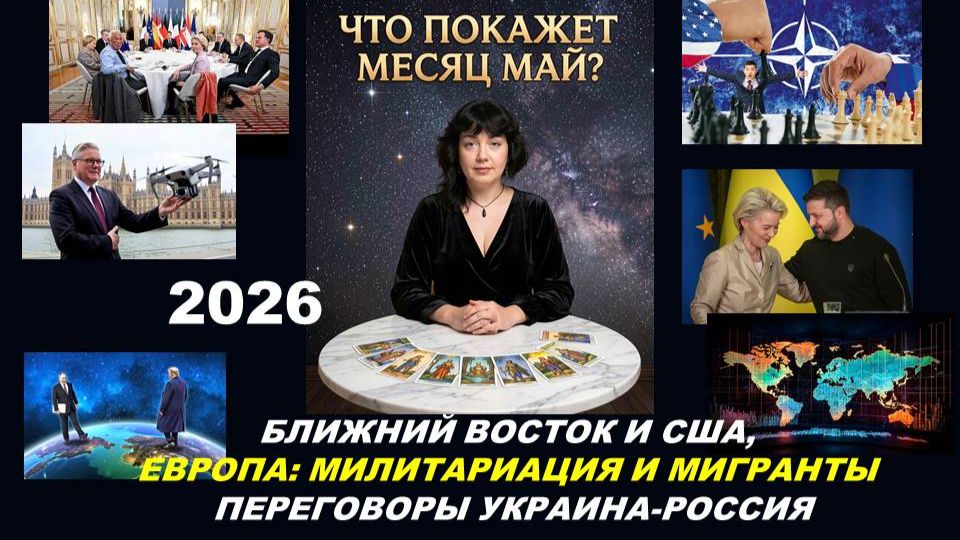 МАЙ 2026: ВОЙНА НА БЛИЖНЕМ ВОСТОКЕ, ЗАМЫСЛЫ ЕВРОПЫ. ПЕРЕГОВОРЫ УКРАИНА-РОССИЯ. ТАРО-ПРОГНОЗ