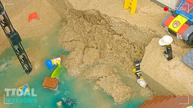 13. Wave Machine VS Lego City Pier - Pizza Restaurant - Fire Station - Tsunami Dam Breach Experiment смотреть онлайн