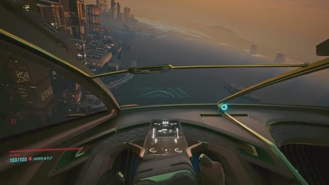 Полет в Night City, поездка в клуб и возвращение домой на метро