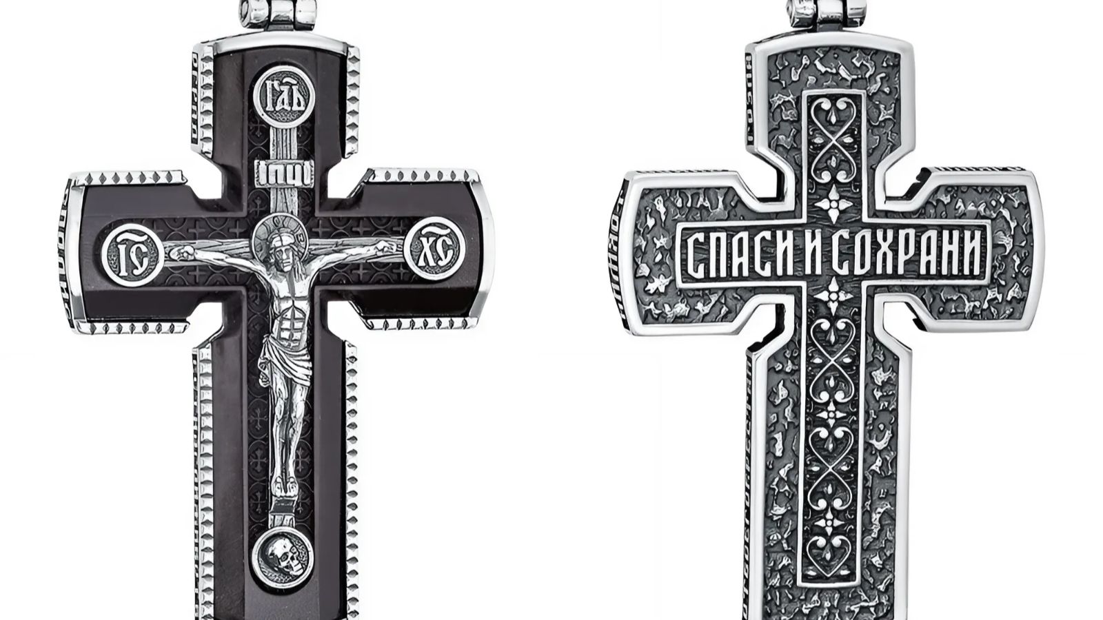 Крест «Распятие с молитвами» серебро 925 проба (арт. 13-000164-105840)
