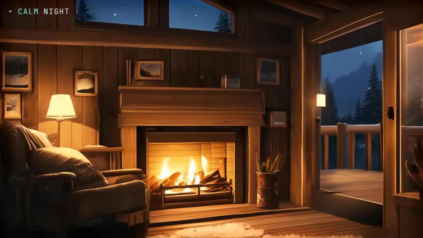 Отблески на деревянных стенах — спокойная анимация для сна