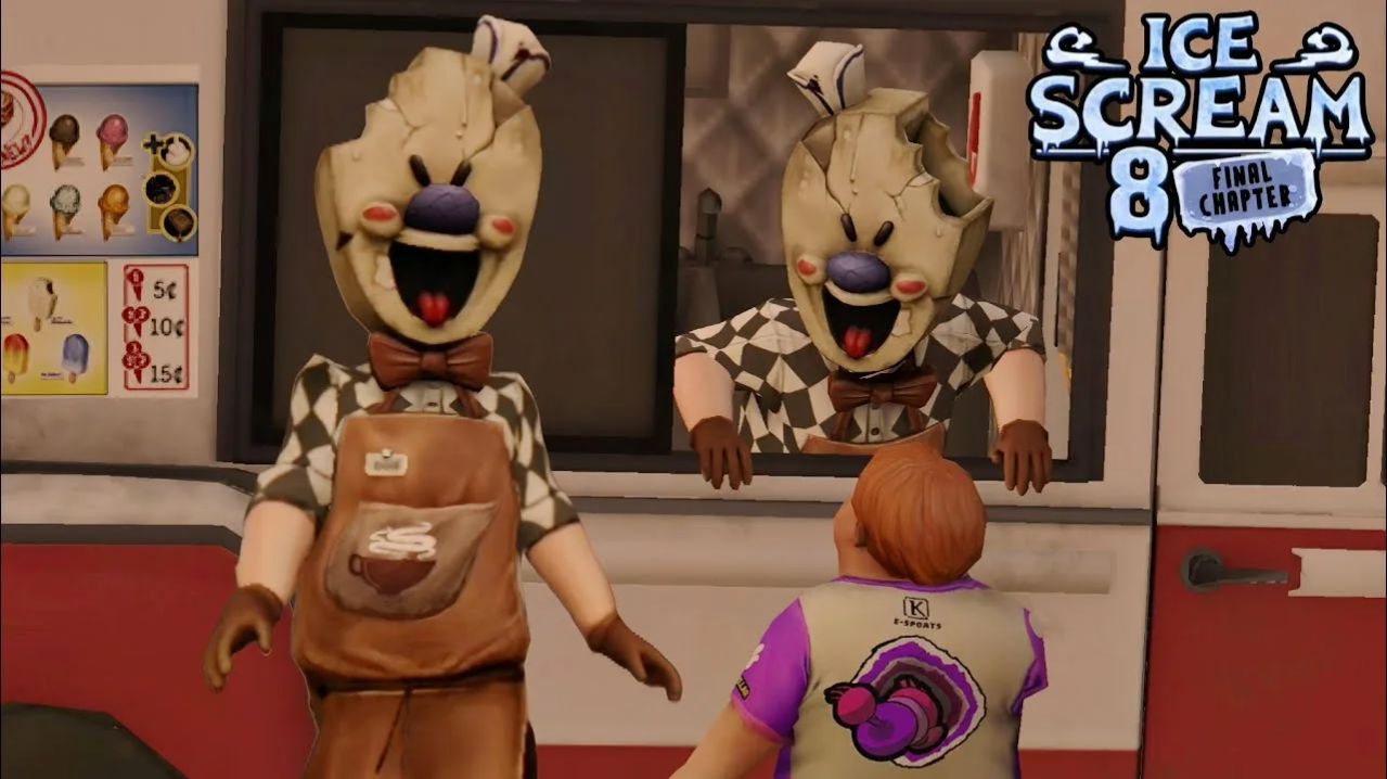 Прохождение с рождественскими скинами Ice Scream 3