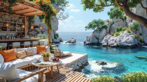 Дневной джаз у моря 🌊 Уютная терраса на скалах для отдыха и релакса