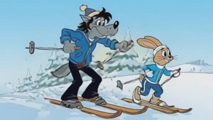 Ну погоди! Заец и Волк на лыжных соревнованиях