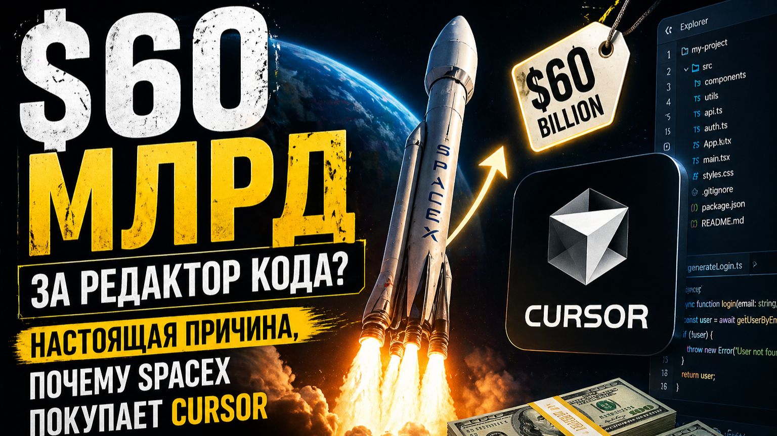 Почему SpaceX готов заплатить $60 млрд за текстовый редактор Cursor 🎬