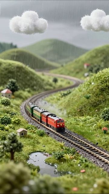 Путешествие по зелёным холмам на поезде #моделизм #поезд #природа