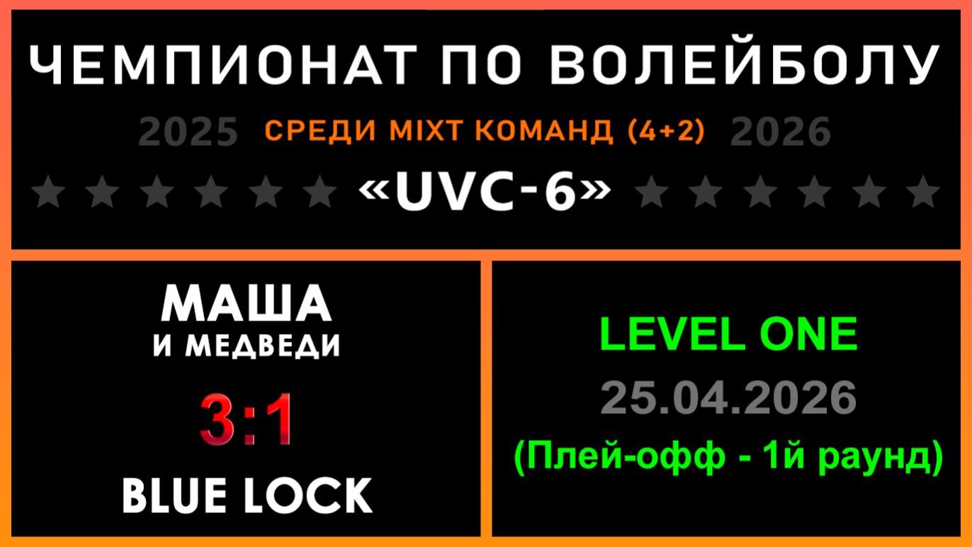 Маша и Медведи - Blue lock, UVC-6 (Mixt) - LEVEL ONE (Плей-офф - 1й раунд)