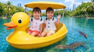 Твин Твин катаются на лодке-утке⛵️ и встречают варанов в парке🦎