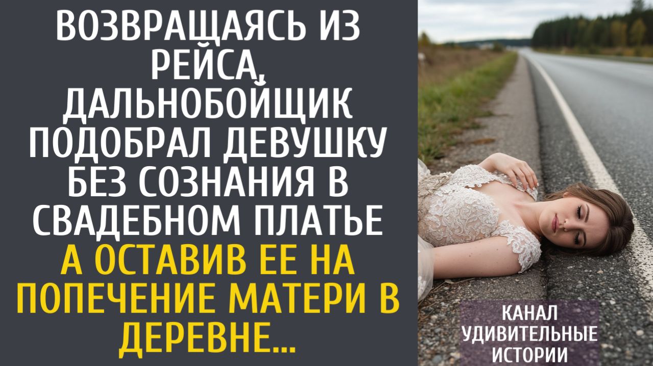 Истории из жизни Возвращаясь из рейса, дальнобойщик подобрал девушку без сознания в свадебном платье