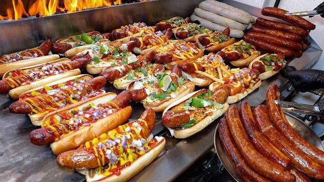 хот-доги по-американски. корейская уличная еда