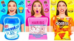 24 Часа Едим Еду Одного Цвета Челлендж  Забавные Кухонные Лайфхаки