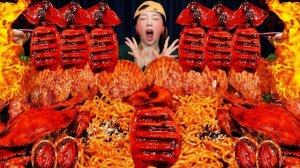 АСМР ЕДА КОРЕЯ | МУКБАНГ | ОСТРАЯ ЖАРЕННАЯ ЛАПША С КУРИЦЕЙ