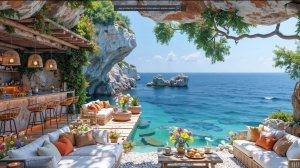 Дневной джаз у моря 🌊 Уютное кафе на скале для отдыха и релакса