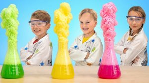 Влади и Ники делают гигантские пузыри и магнитные слаймы - забавные эксперименты для детей