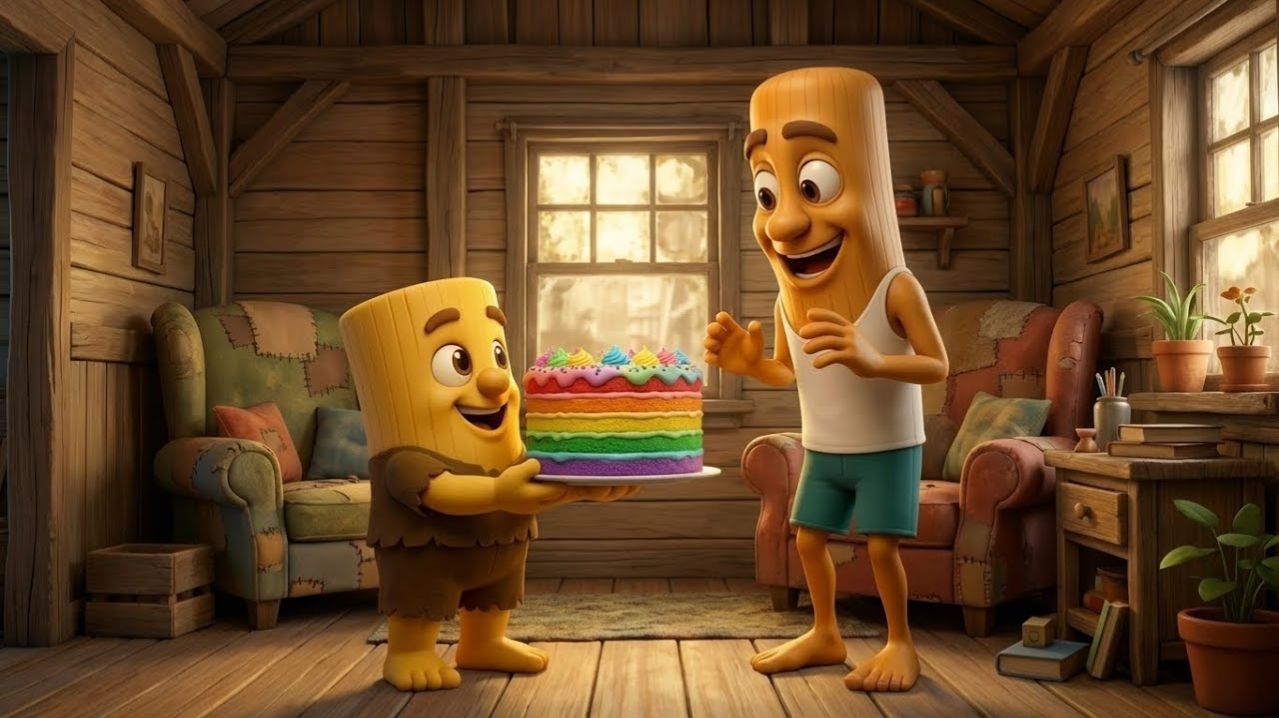 Счастливый день рождения: малыш Тунг Тунг Тунг Сахур дарит сюрприз — торт для своего папы