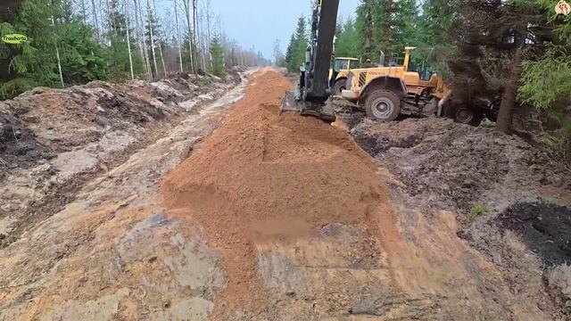 Строительство, дренажные работы на лесной дороге
