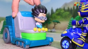 Мультики про машинки с Героями в масках -  Погоня с Ромео и камень Обозлин.