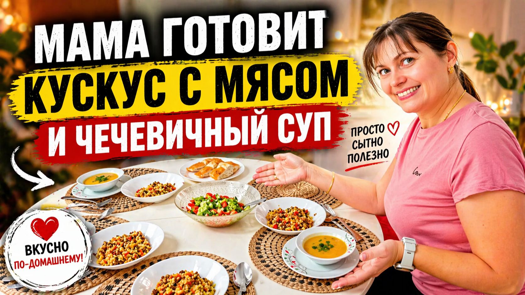 МАМА ГОТОВИТ ВКУСНЫЙ ОБЕД за час! Чечевичный суп, кускус с мясом #рецепты