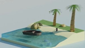 Лодка на волнах. Блендер.