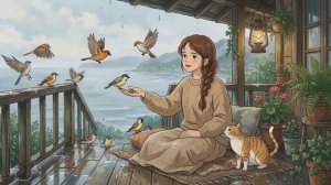 Каваии-видео: уютный дождливый день у моря