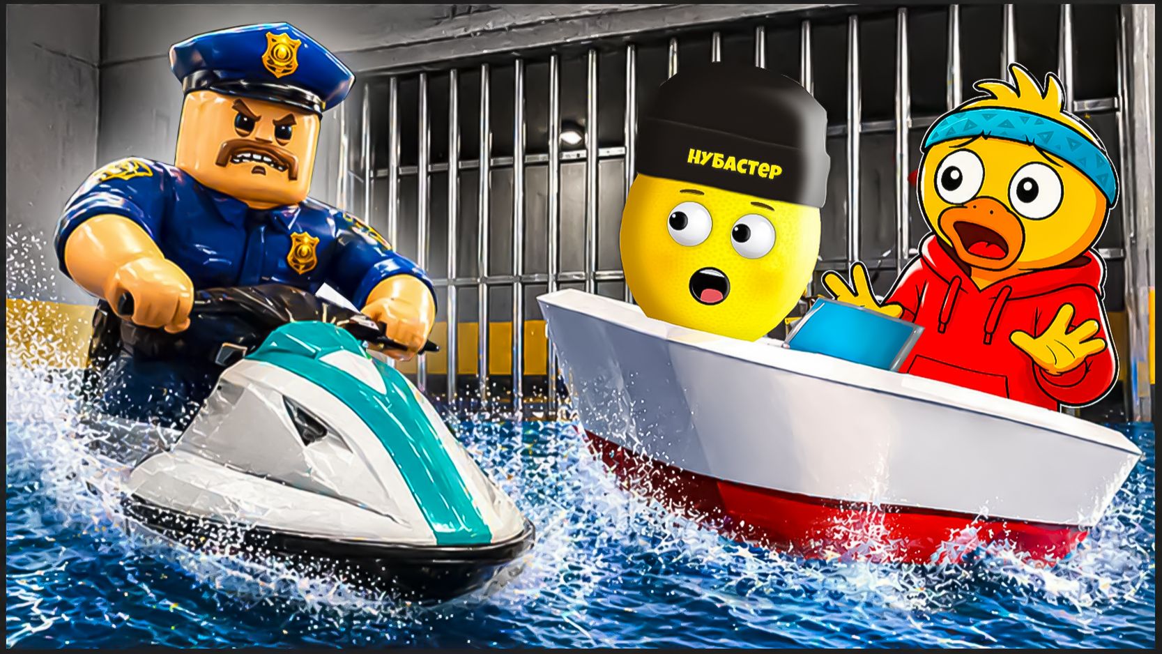 ПЛАВАЕМ В ТЮРЬМЕ БАРРИ в ROBLOX! НУБАСТЕР и КРЯКЕР