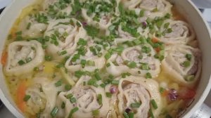 Штрудель с мясом и картошкой.