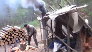 Охота и Рыбалка 2026 в Тайге ШАЛАШ Балаган Костер Нодья Сибирь Папа Рудиковка 2019 Выживание в лесу