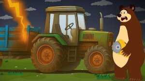 Трактор сломался во время грозы! ⚡🐻 Сможет ли Медведь его починить