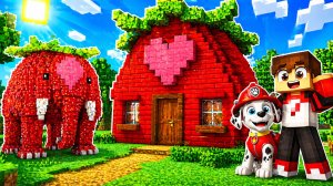 Я и МАРШАЛ ВСТРЕТИЛИ STRAWBERRY ELEPHANT РОБЛОКС и ПОСТРОИЛИ ЕМУ ДОМ КЛУБНИКУ В МАЙНКРАФТЕ