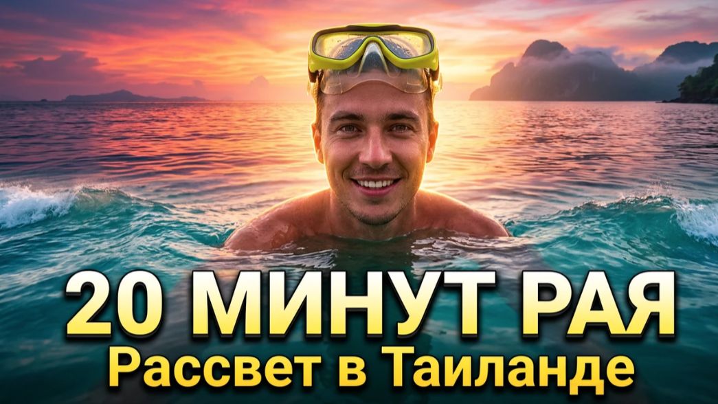 20 МИНУТ РАЯ. Рассвет в Таиланде. Дрон-фильм — Океан, чайки и одинокий рыбак. 🌅