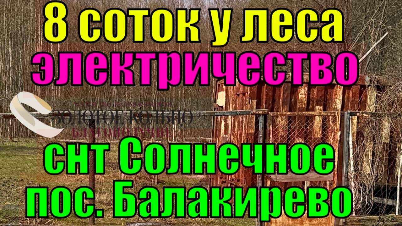 Продаётся ухоженный участок 8 соток с подведенным электричеством в СНТ Солнечное, ПГТ Балакирево