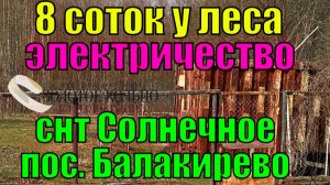 Продаётся ухоженный участок 8 соток с подведенным электричеством в СНТ Солнечное, ПГТ Балакирево
