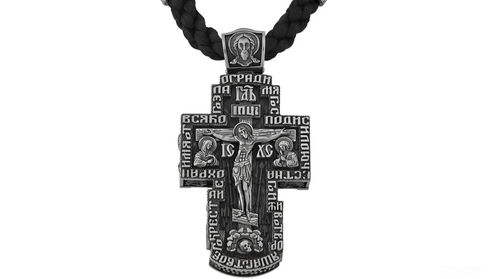 Крест на гайтане «Распятие, Ангел Хранитель» серебро 925 проба (арт. 15-000037-105820)