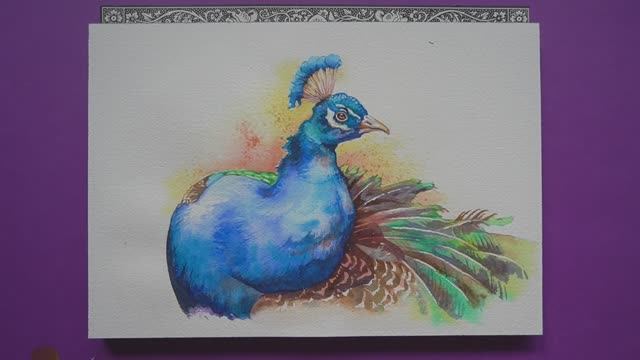 КАК НАРИСОВАТЬ ПАВЛИНА АКВАРЕЛЬЮ. Пошаговое руководство для начинающих