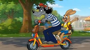 Ну погоди! Заец и Волк гонят на самокате