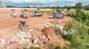 INSANE POWER!! Bulldozer Pushing big Stone in Massive Land Reclamation Project!