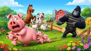 Забавная обезьянка | Храбрая Нана Отважно спасает Всю Семью Свинок От Кракса | Мультфильм