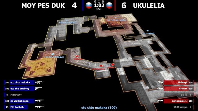 UKULELIA -vs- MOY PES DUK  1 карта  IMMORTAL CS 1.6  kn1feTV