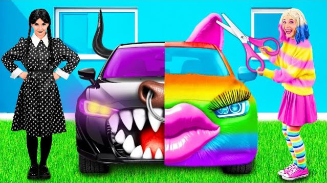 Радужная машина vs Черная машина Челлендж  Сумасшедшие Идеи для Пранков