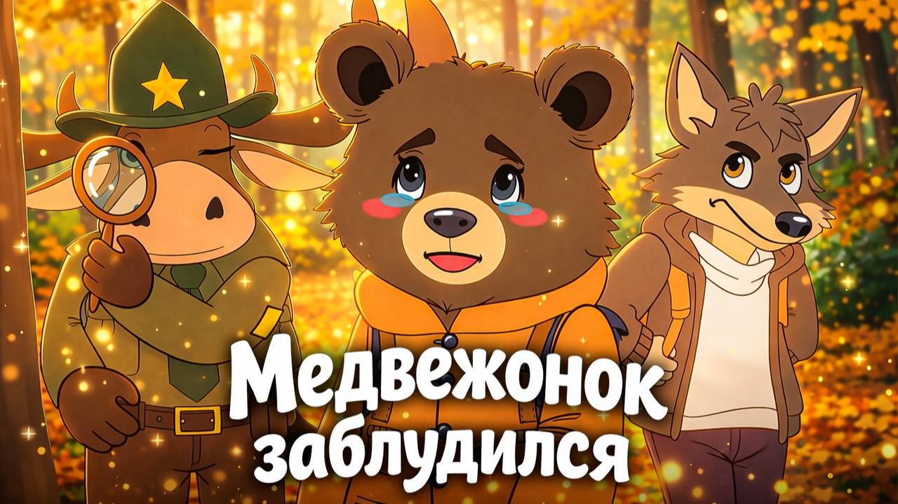 Медвежонок заблудился🐻 Сказка - Мультик  о дружбе и помощи!