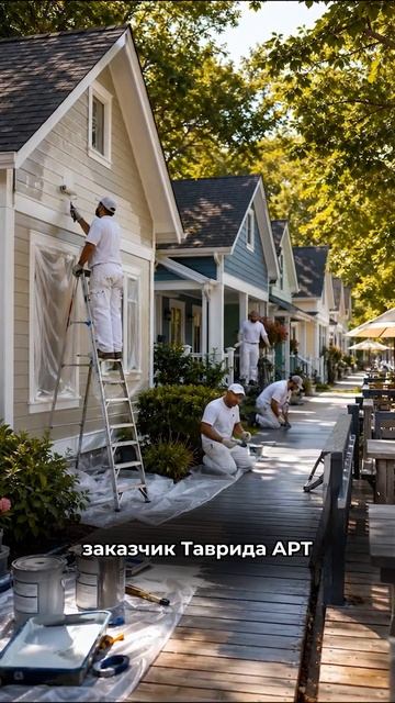На ремонт домиков в жилой зоне, покраску променада