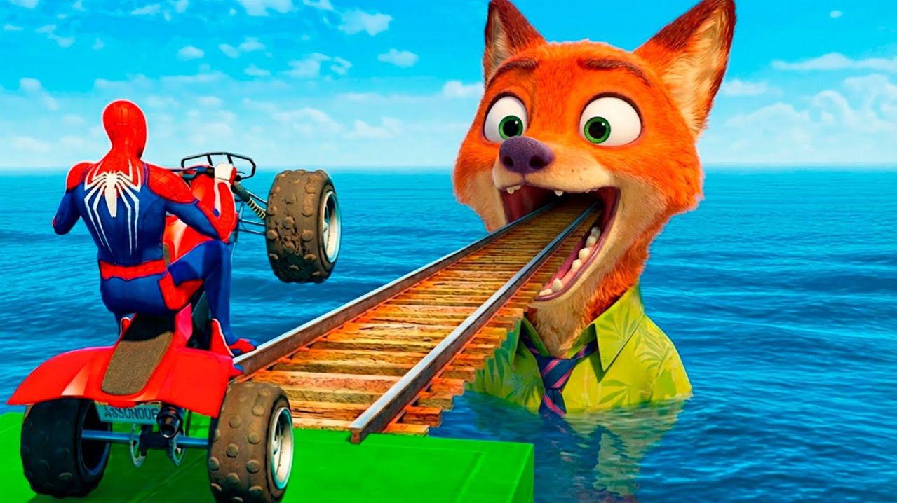 ЧЕЛОВЕК-ПАУК против ДЖУДИ Катается на мотоцикле, устраивает ТРЮКИ, СМЕШНЫЕ МОМЕНТЫ | Мультики