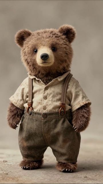 Милый медвежонок в одежде #медведь #плюшевый #игрушка #милота