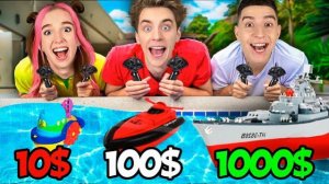 Игрушечная ЛОДКА за 10$ vs 100$ vs 1000$ Челлендж ! Влад Бумага А4 Видео Влада Влад а4 Бумага а4 А 4