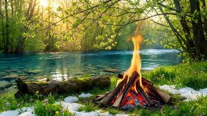 🌿 Тёплый весенний костёр. 🔥 Атмосфера лесной реки после зимы.
