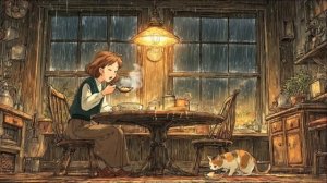 Rainy Days with My Naughty Cat    Living alone in a Mossy Cottage by the Lake   Ghibli Style ASMR